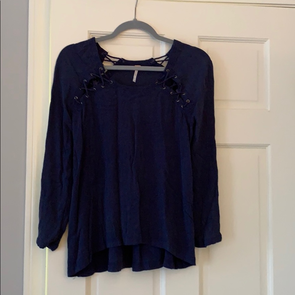 Free People Navy Blouse